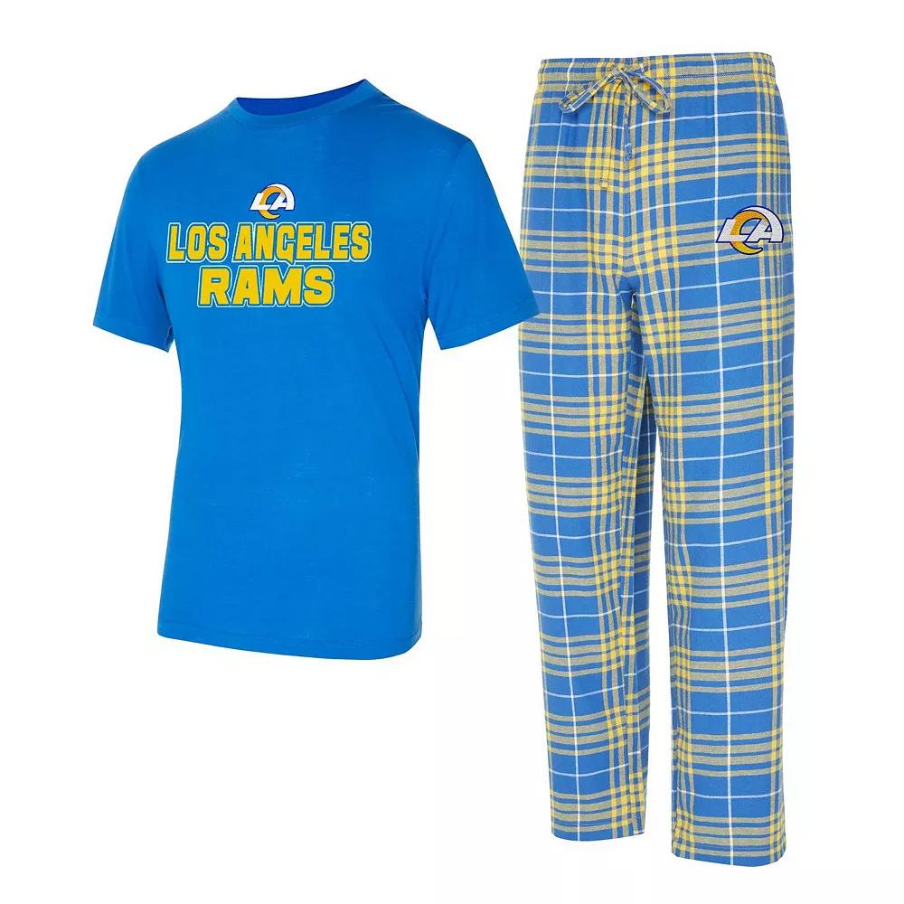 Men's Concepts Sport  Royal/Gold Los Angeles Rams Vector T-Shirt & Flannel Pants Sleep Set, Size: Large, Blue Product Image