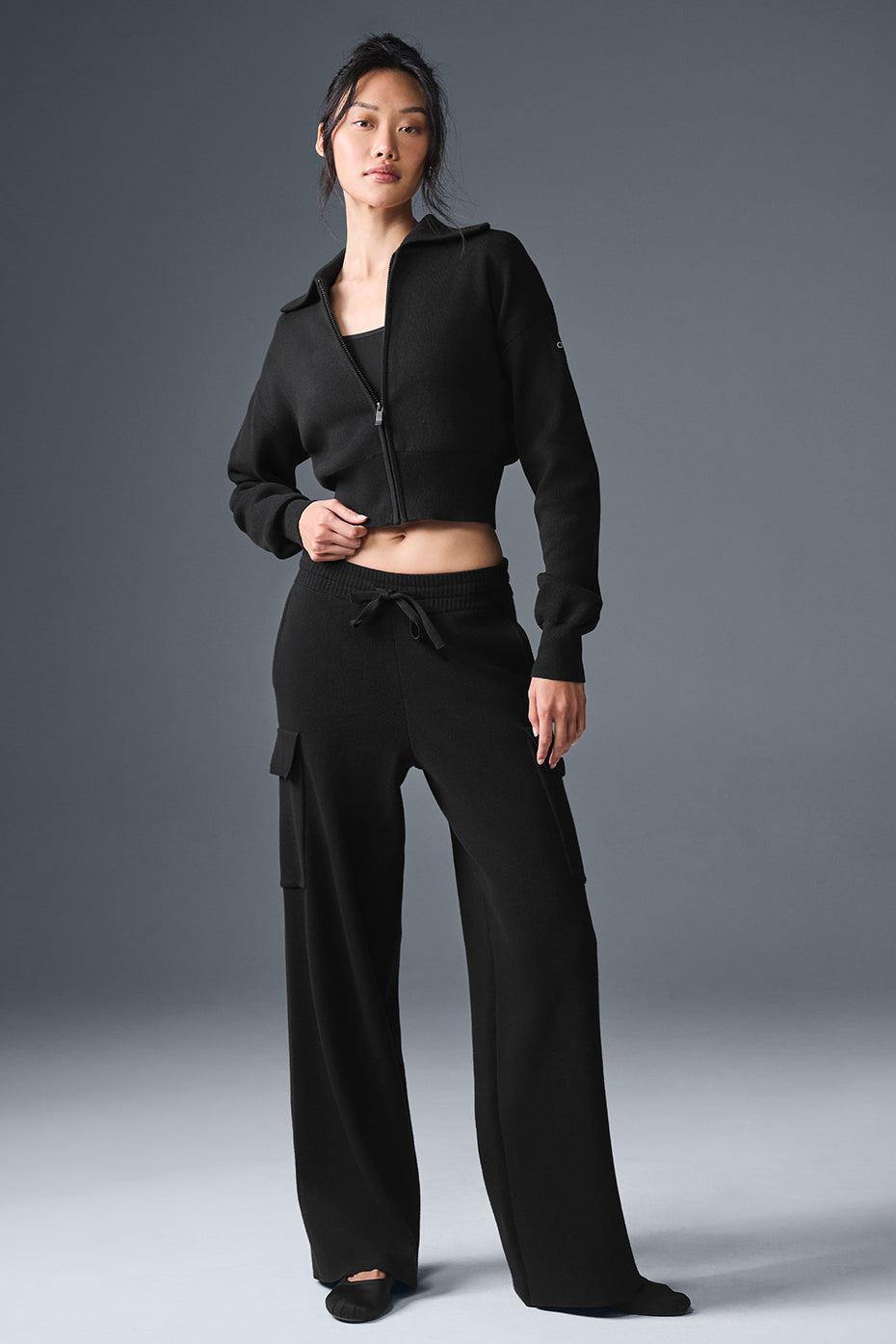 Scholar Knit High-Waist Cargo Pant - Black Female Product Image