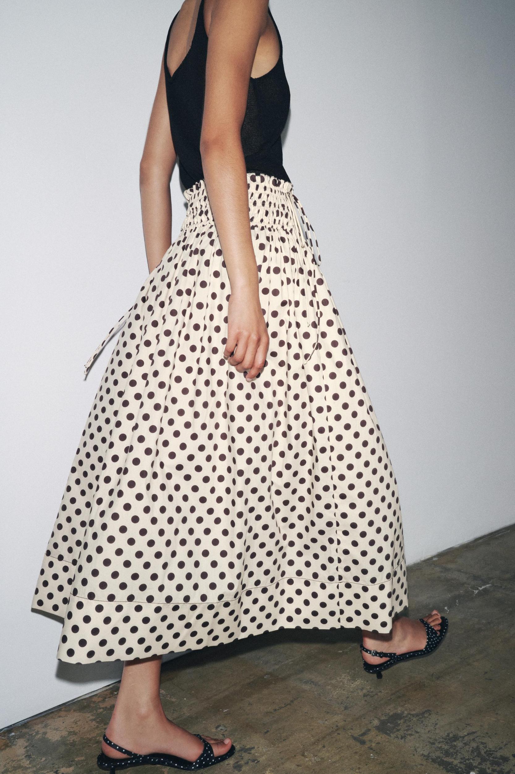 ZW COLLECTION POLKA DOT MIDI SKIRT Product Image