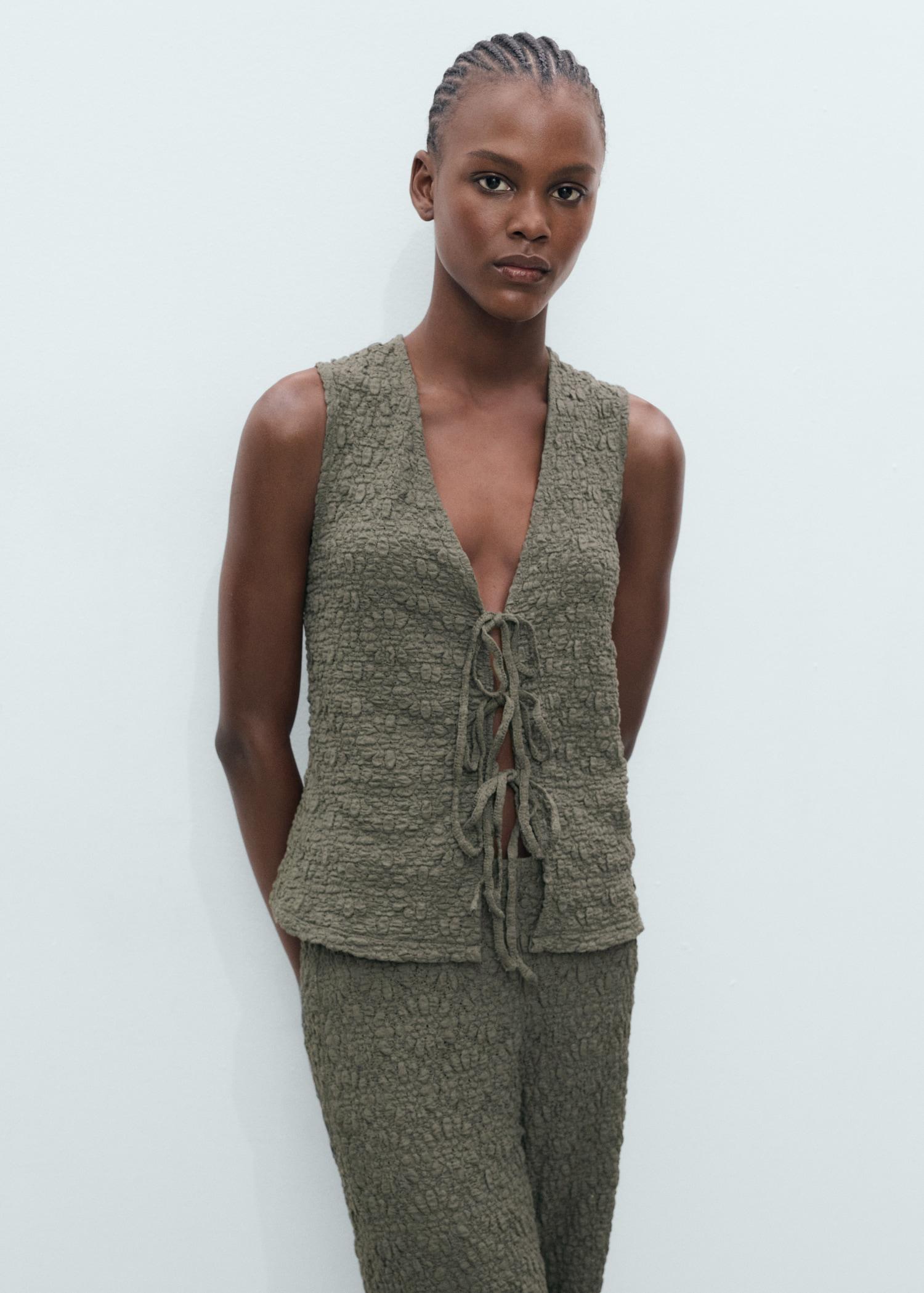 Straight textured trousers - Women | MANGO USA Product Image