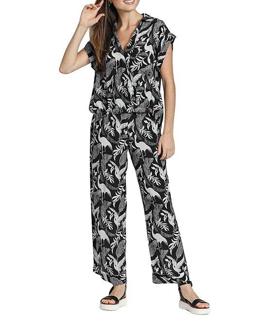 APNY Woven Bird Print High Rise Wide Leg Pull-on Coordinating Pants Product Image