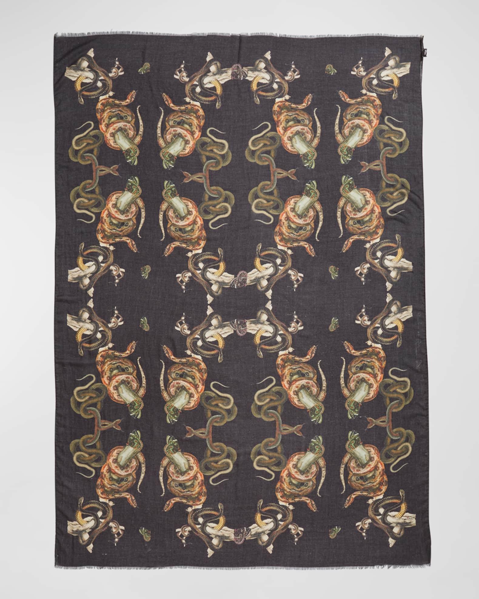 Mens Snake Graphic Silk-Cashmere Scarf Product Image
