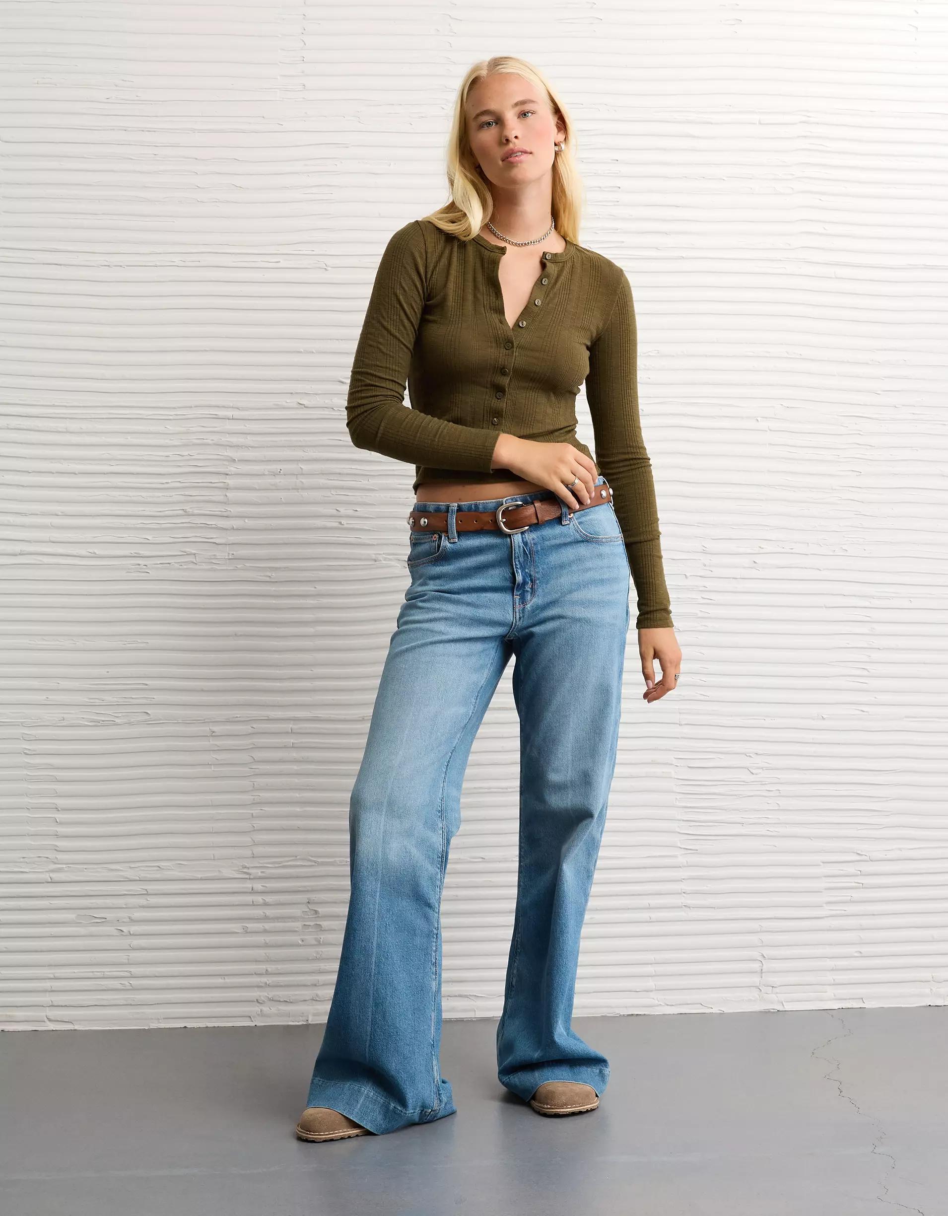 AE Long Sleeve Henley T-Shirt Product Image