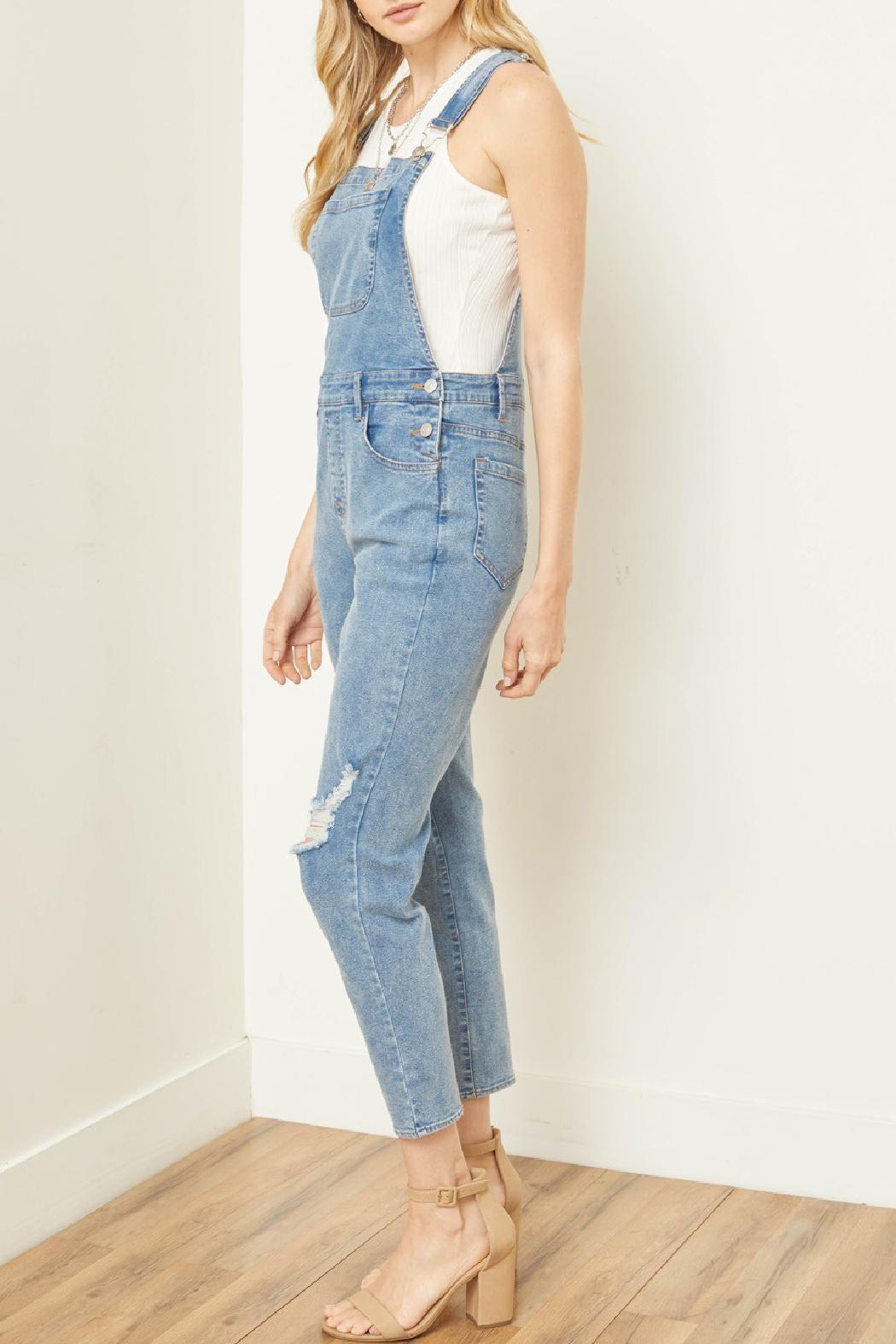 Distressed Denim Overalls Product Image