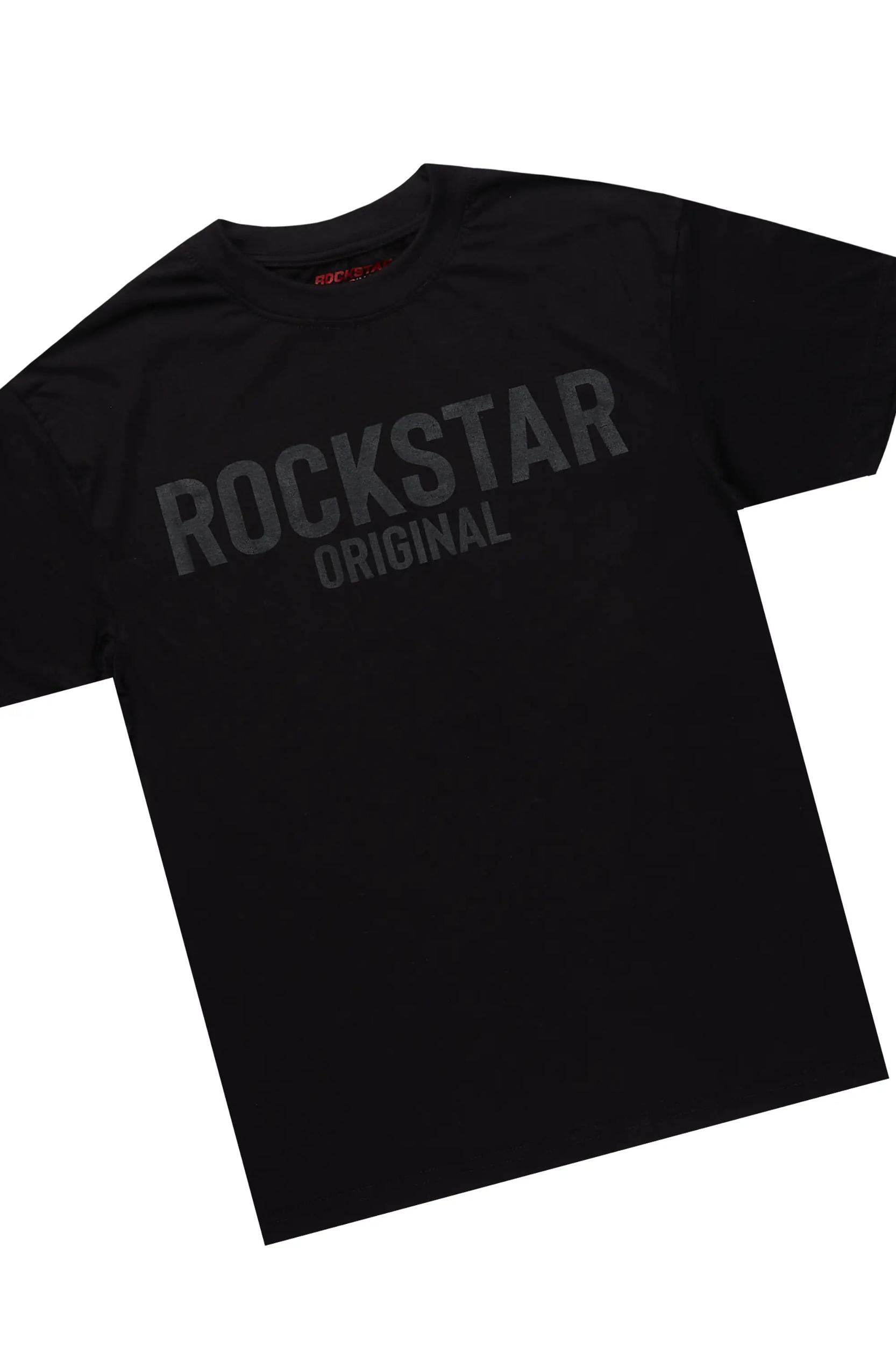 Lake Black/Black Oversized T-Shirt/Stacked Track Pant Set Male Product Image