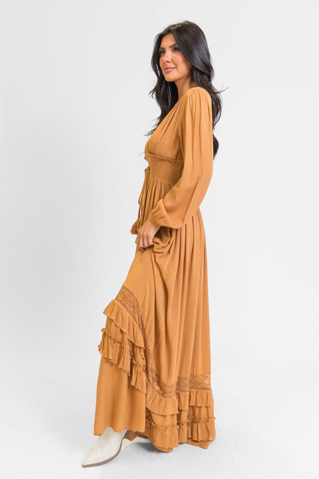 Lucky To Have You Camel Maxi Dress SALE Product Image