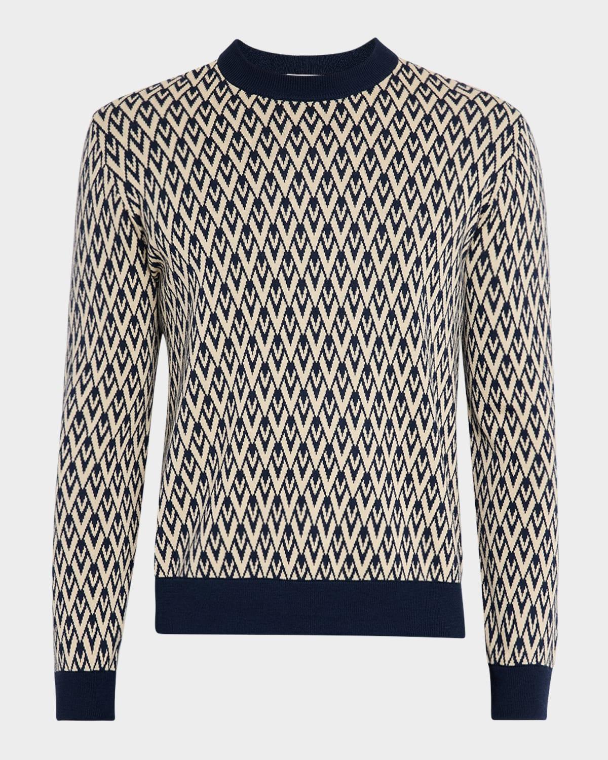 Men's V Jacquard Wool Sweater Product Image