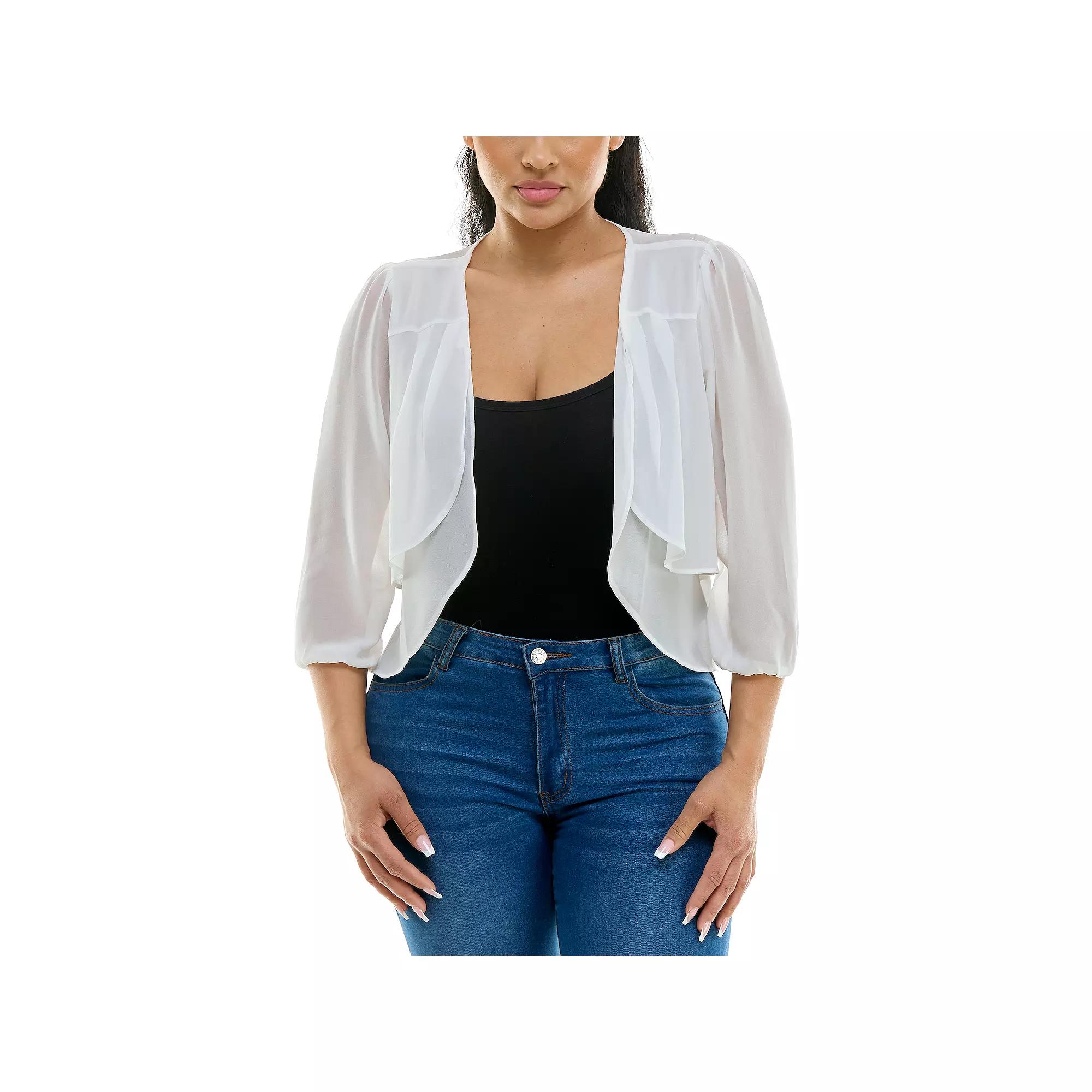 Women's Nina Leonard Chiffon Pleated Bolero,  Product Image