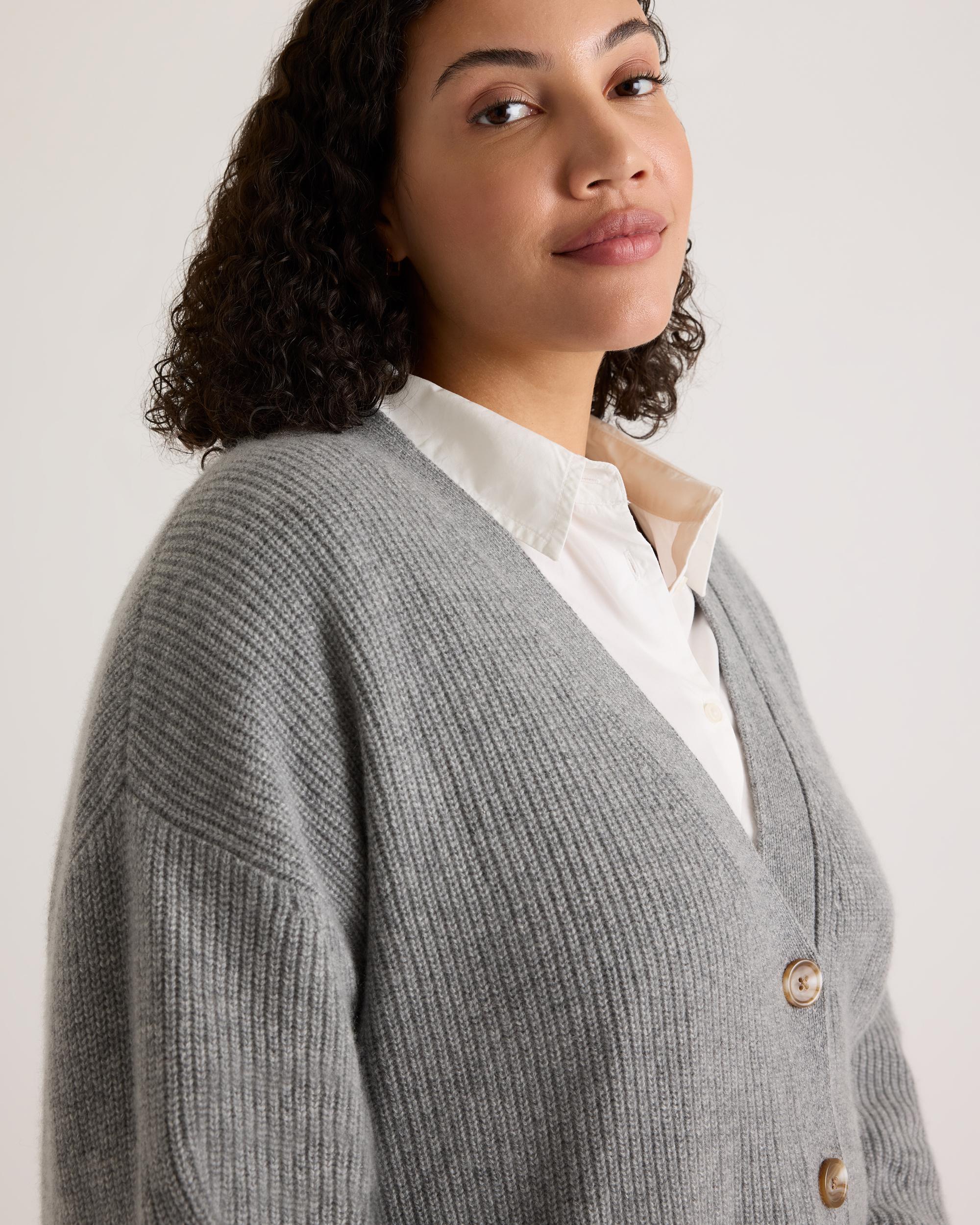 Quince | Women's Mongolian Cashmere Fisherman Boxy Cropped Cardigan Sweater Size XL Product Image