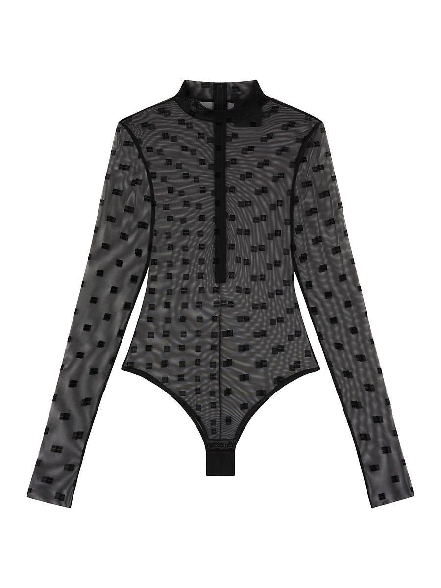 Womens Transparent Jacquard Bodysuit in 4G Tulle Product Image