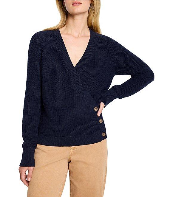 NIC + ZOE Shaker Stitch Knit V-Neck Long Sleeve Wrap Sweater Product Image
