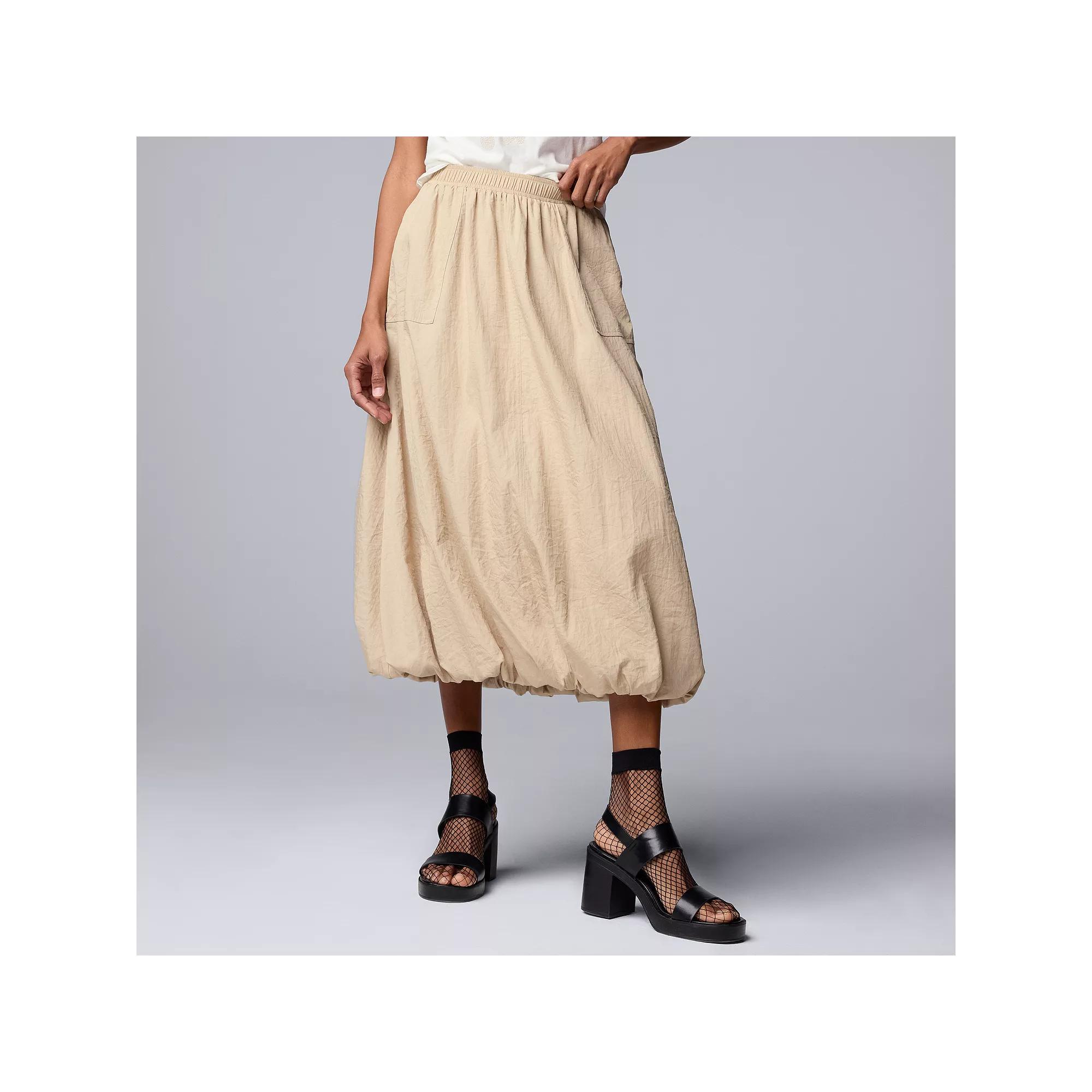 Women's Simply Vera Vera Wang Bubble Cargo Midi Skirt, Size: Large, White Pepper Product Image