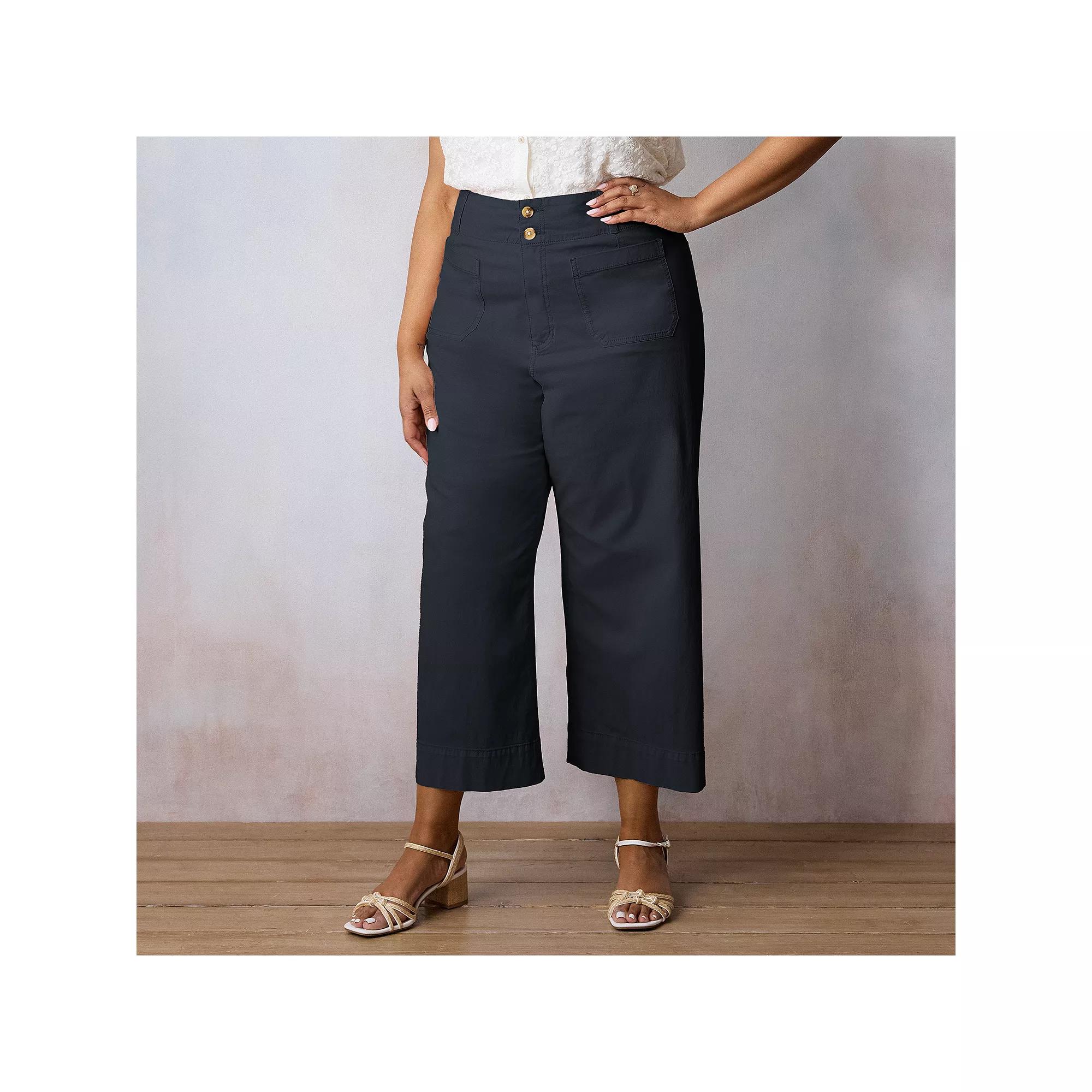 Plus Size LC Lauren Conrad Super High Rise Wildflower Pants, Women's, Size: 18 W, Blue Water Product Image