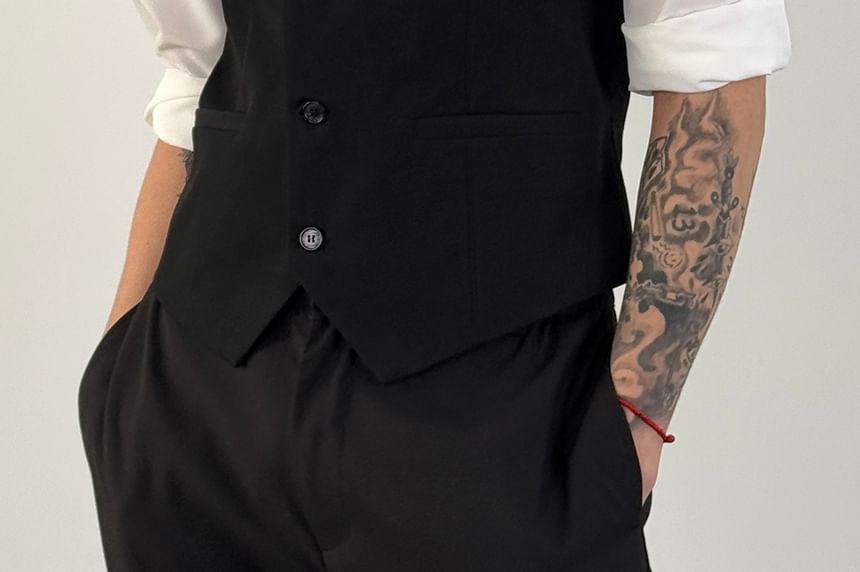 V-Neck Single-Breasted Plain Vest Product Image