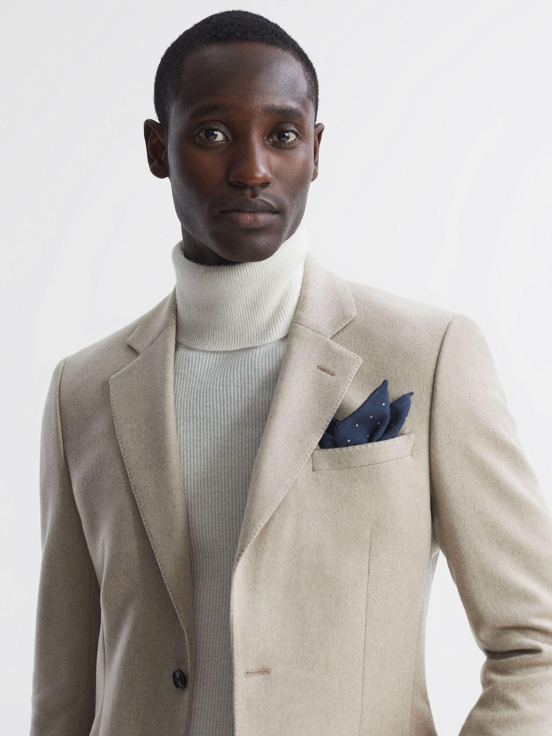 Cotton-Wool Polka Dot Pocket Square in Navy Product Image