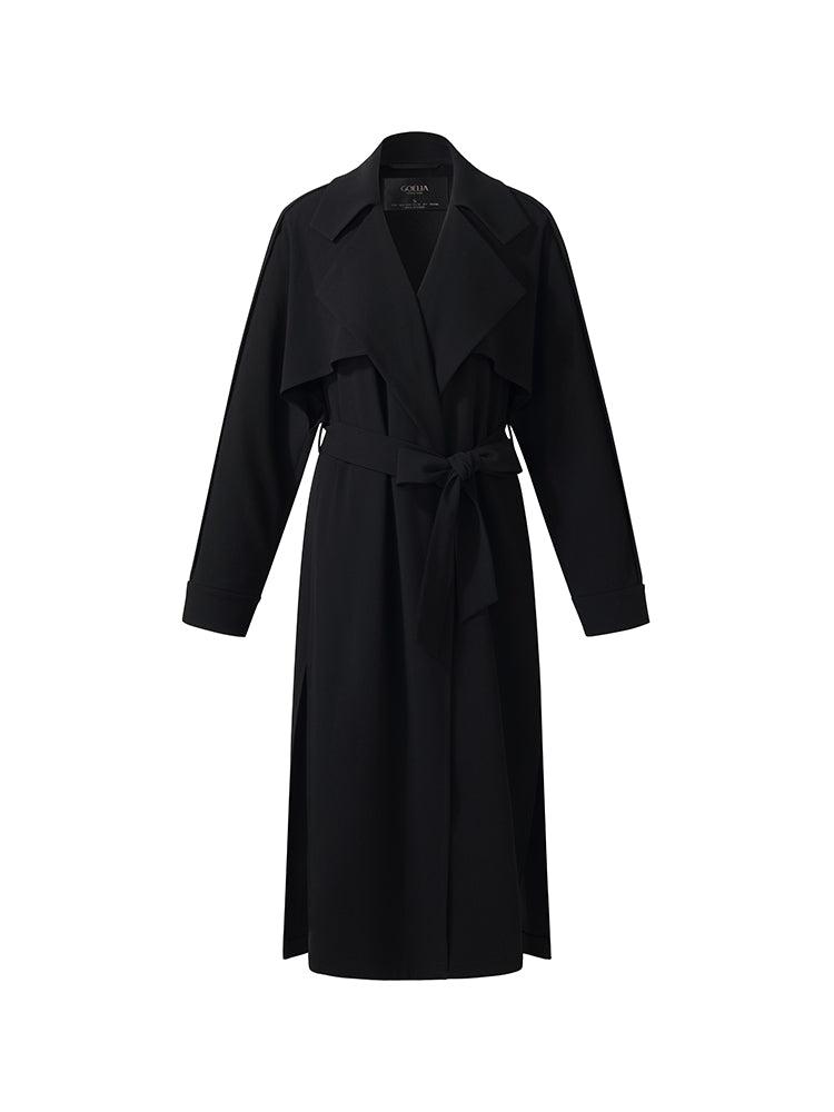 Triacetate Magnetic Button Cuffs Women Trench Coat With Belt Product Image
