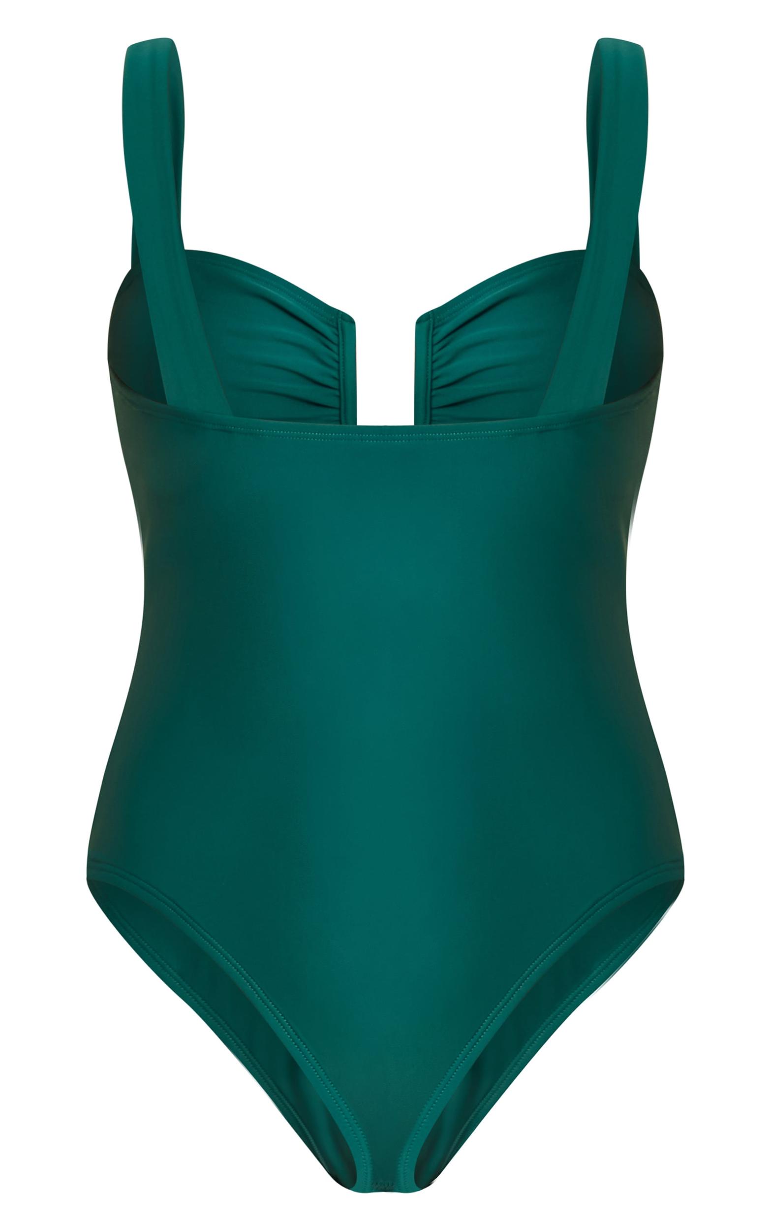 Teal Underwired U Bar Ruched Cup Swimsuit Product Image