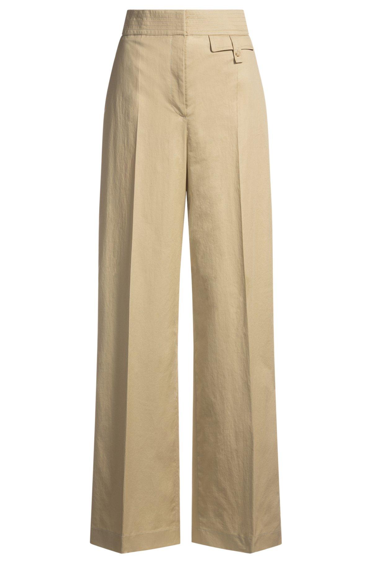 High-waisted regular-fit trousers in airy stretch cotton Product Image