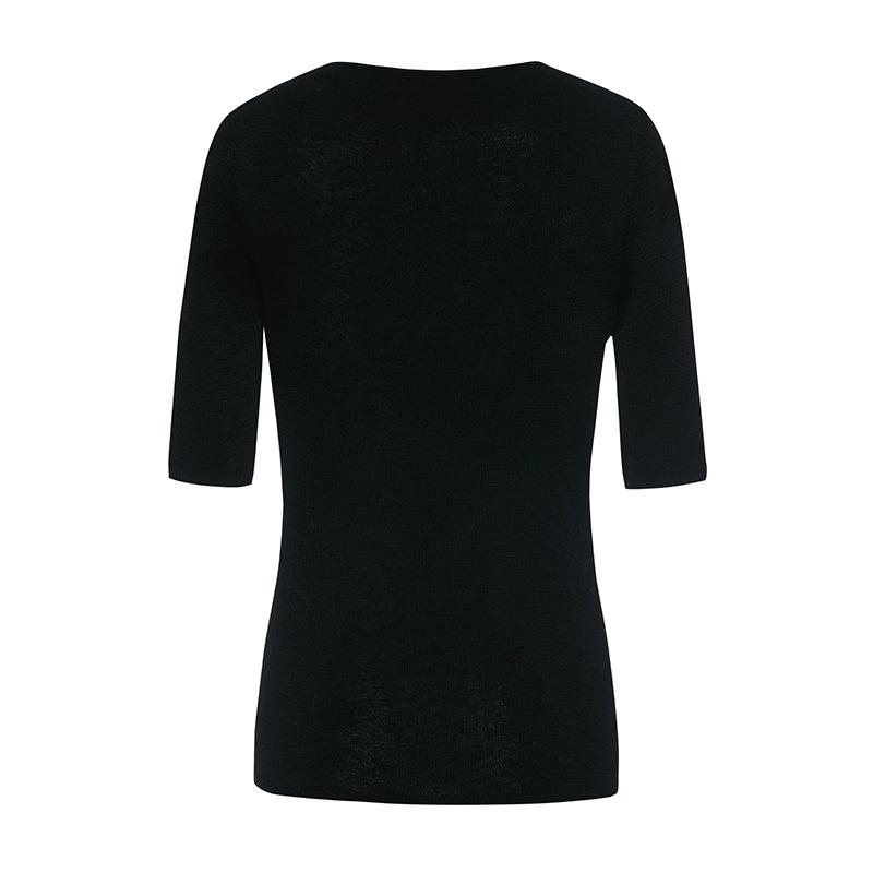 Seamless Asymmetric Neck Woolen Knit Top Product Image