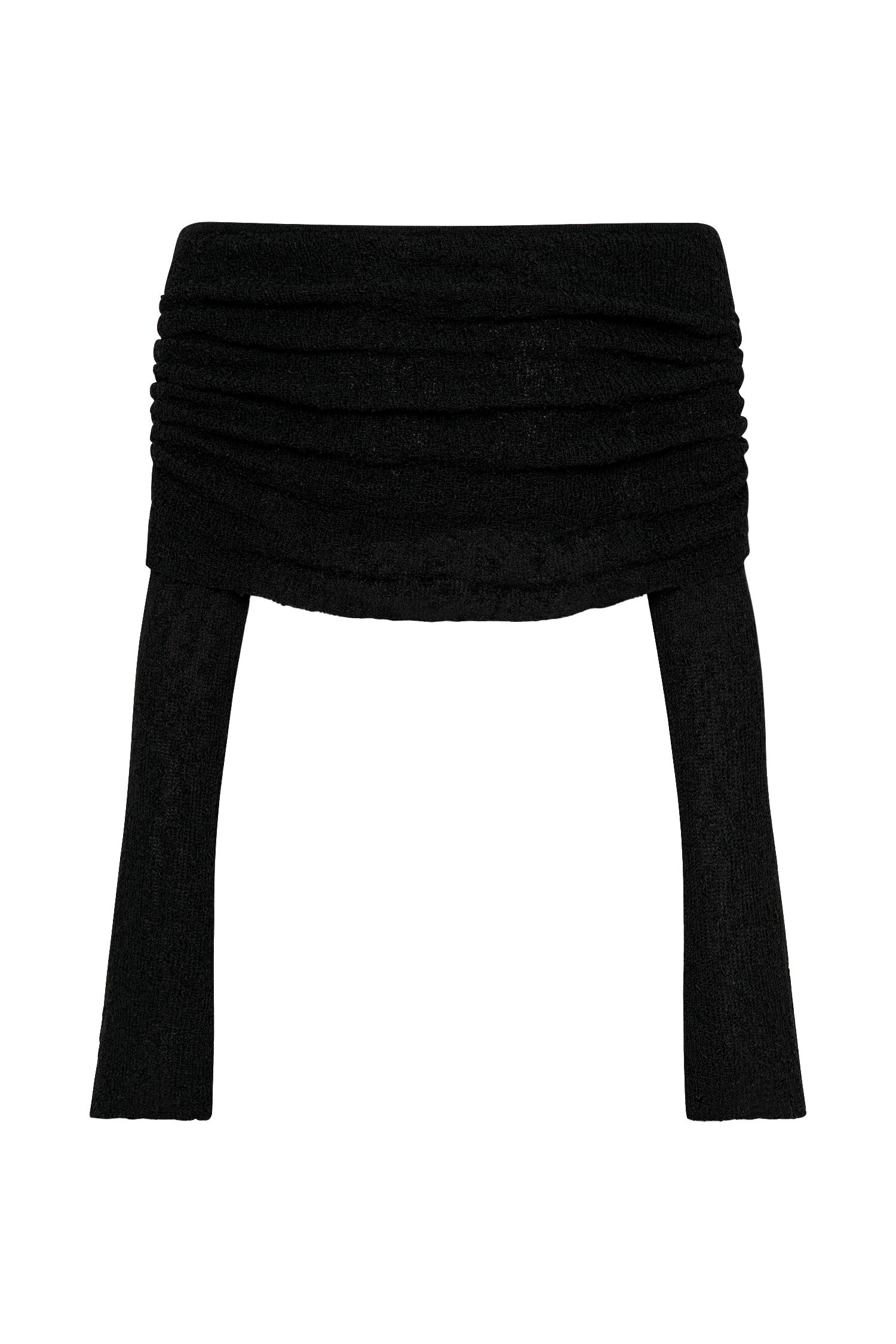 Marisol Off Shoulder Boucle Top - Black Product Image