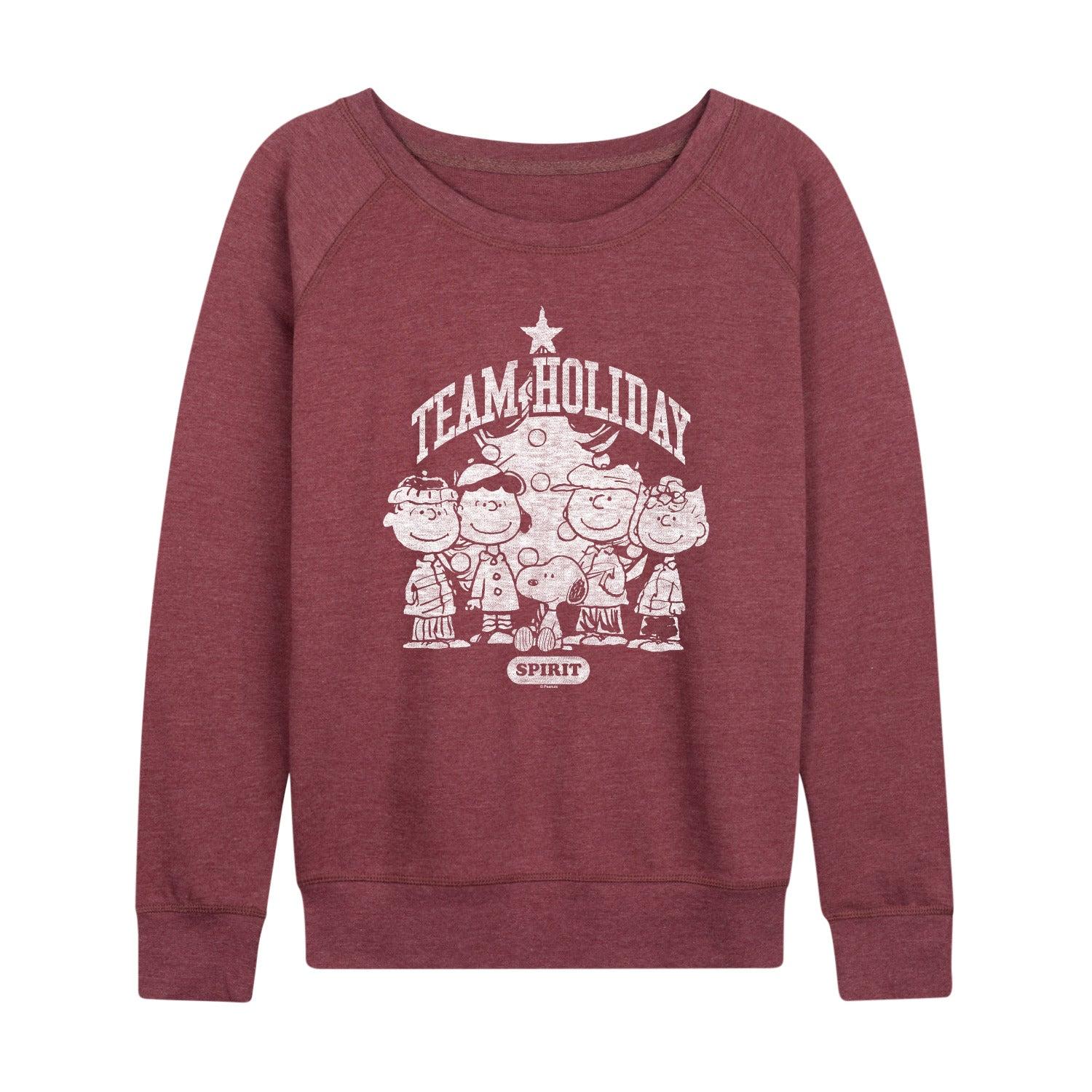 Women's Peanuts Team Holiday Spirit French Terry Long Sleeve Tee,  Product Image