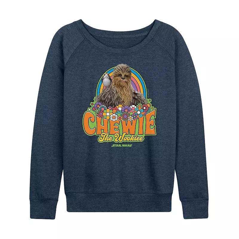 Womens Star Wars Retro Chewie the Wookie French Terry Long Sleeve Tee Grey Indigo Product Image