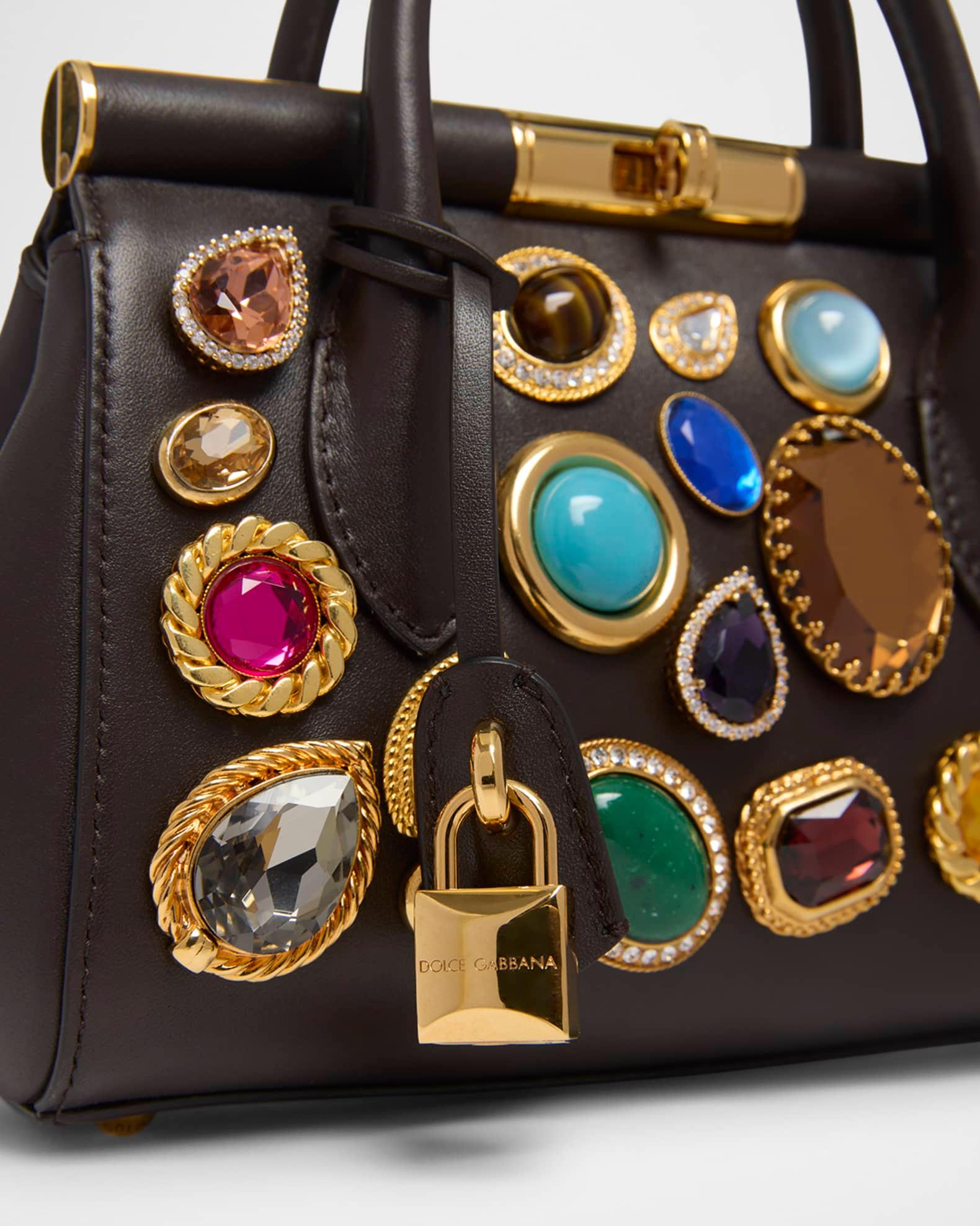 Marlene Small Jeweled Leather Top-Handle Bag Product Image