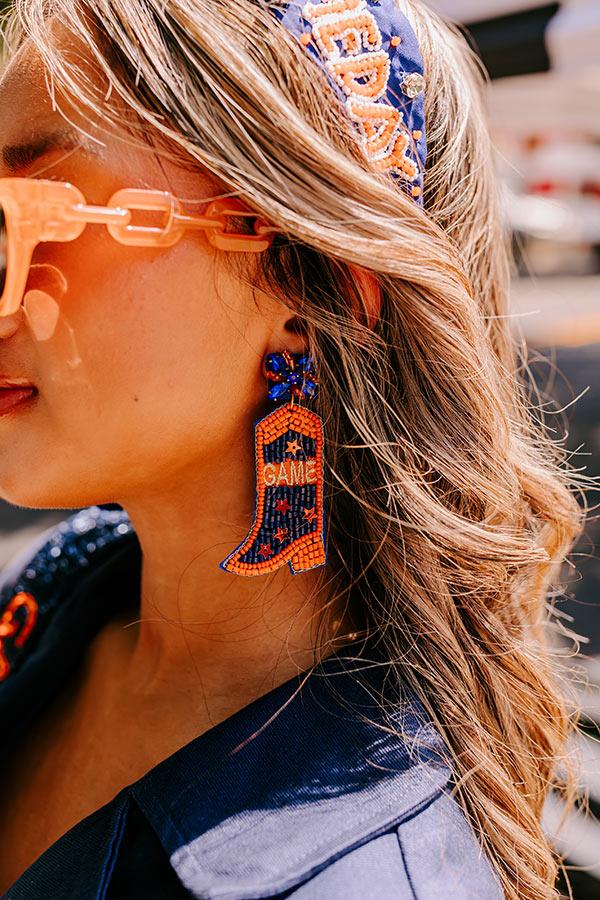 Game Day Down South Earrings In Navy Product Image