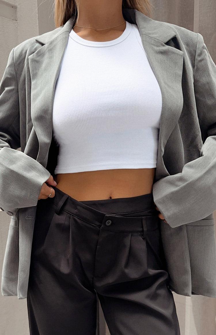 Naomi Ribbed Tank White Product Image