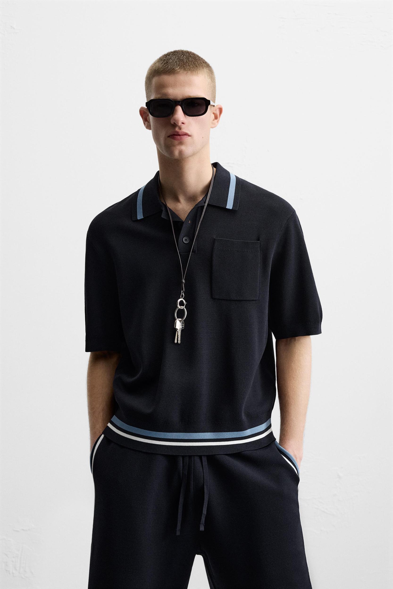 KNIT POLO SHIRT WITH POCKET Product Image