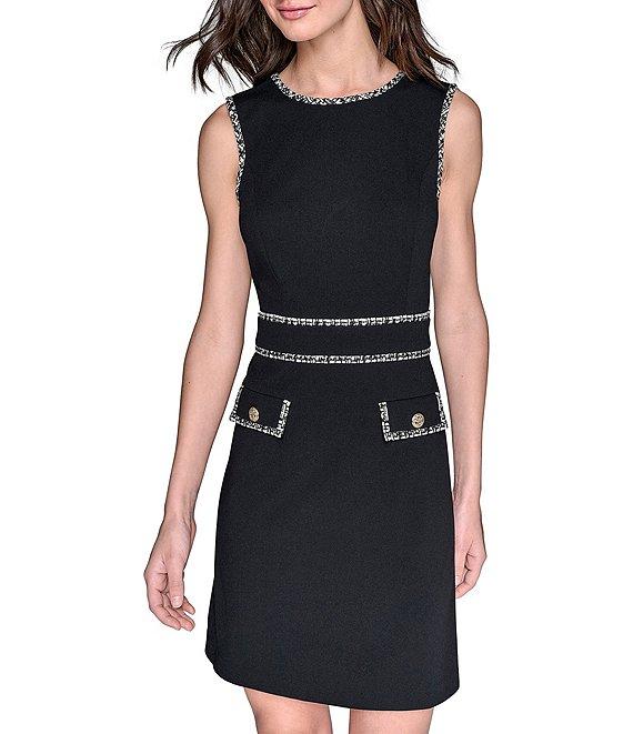KARL LAGERFELD PARIS Scuba Crepe Sleeveless A-Line Dress Product Image