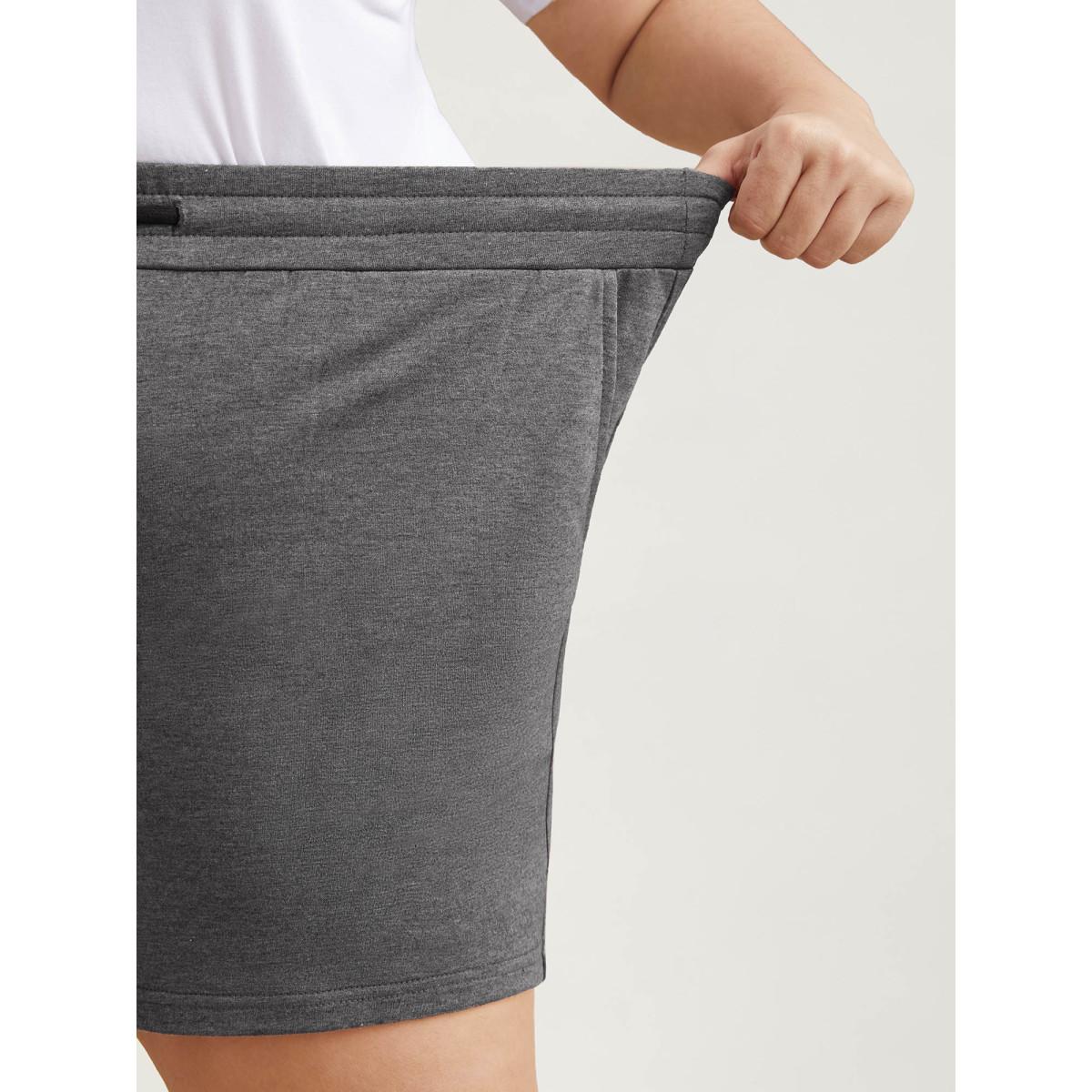 Plus Size Color Contrast Heather Straight-Leg Shorts Women DimGray Casual Contrast Loose Everyday Shorts BloomChic 18-20/2X Product Image