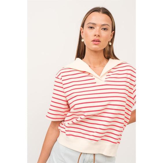 Sailor Collar Striped Top Product Image