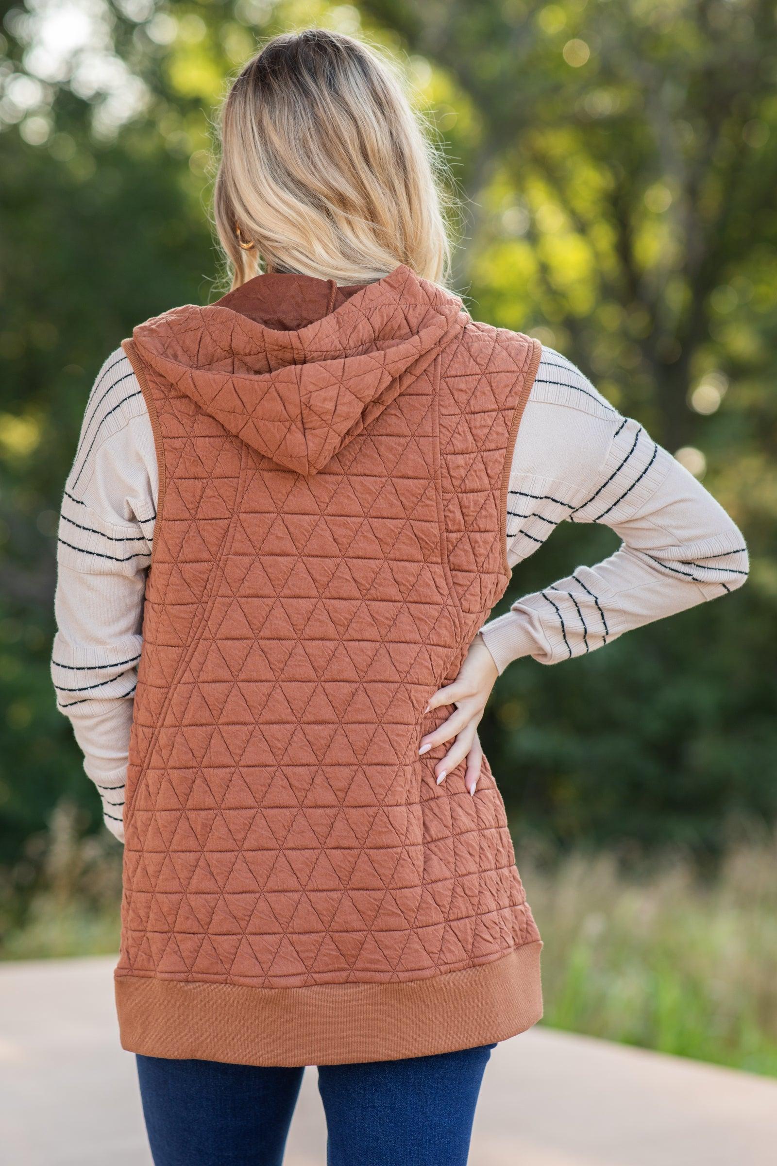 Zip-Up Quilted Textured Knit Vest Product Image