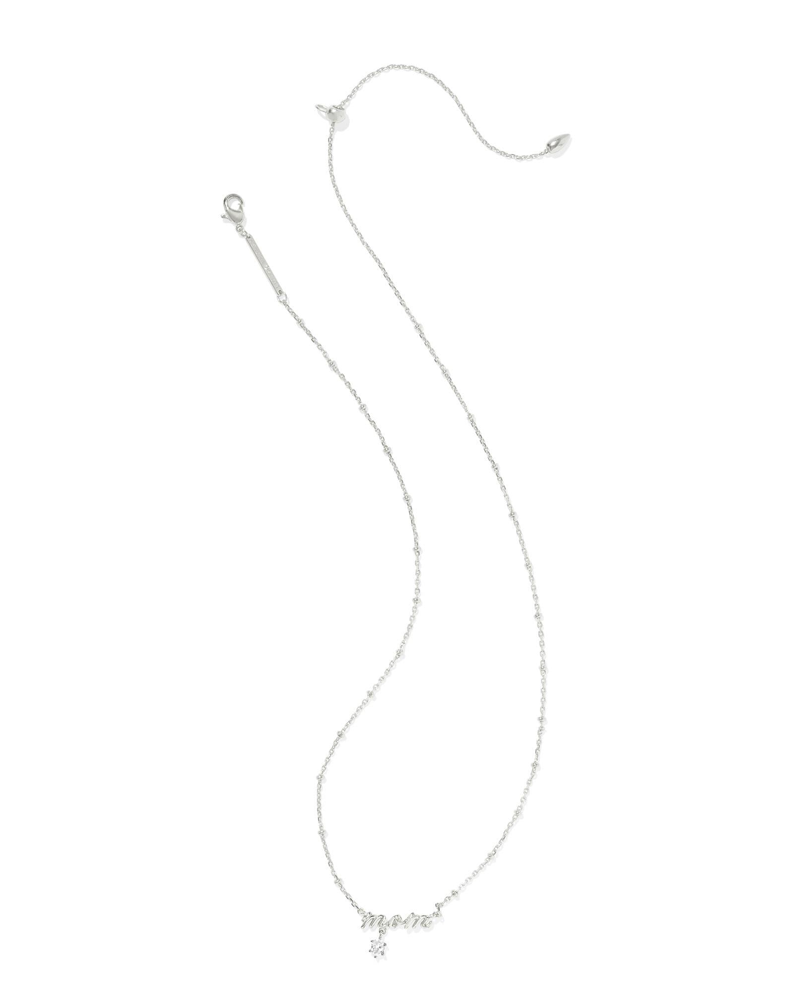 Mom Silver Crystal Short Pendant Necklace Product Image