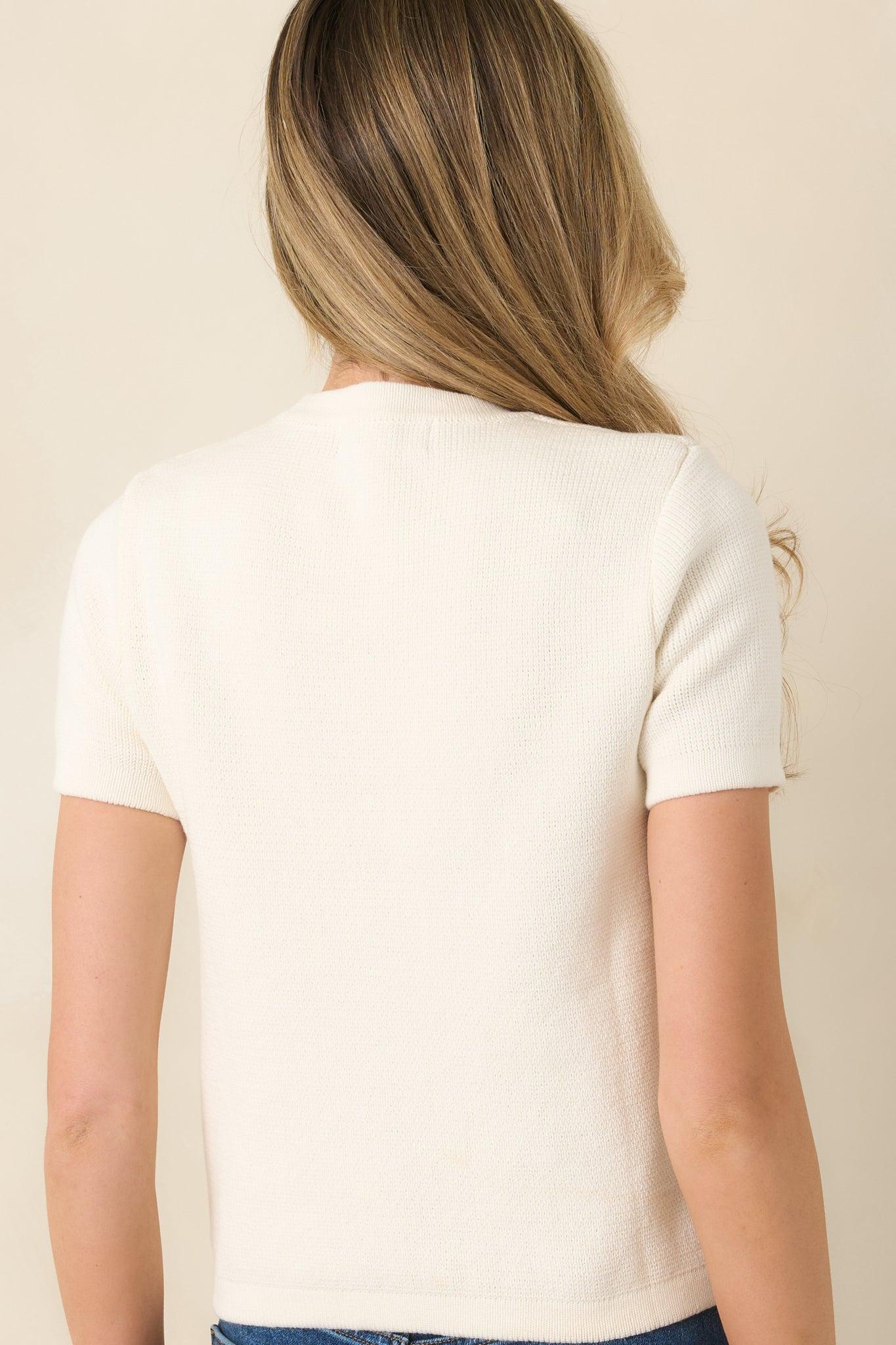 Prosperina Mary Lynn Ivory Cotton Sweater Product Image