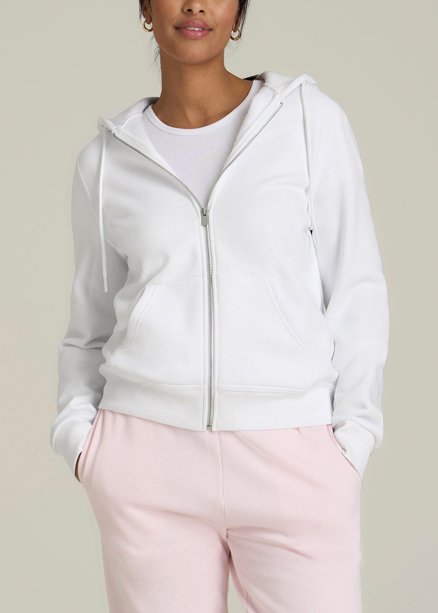Wearever Fleece Full-Zip Hoodie for Tall Women in Optic White Female Product Image