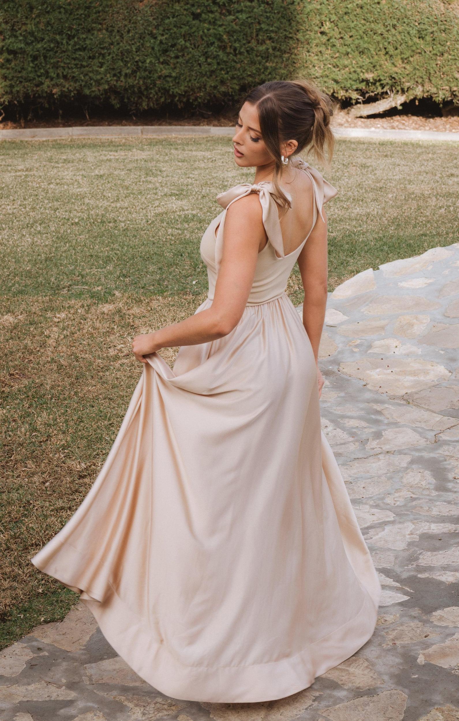 Harper Maxi Dress ~ Champagne Luxe Satin Product Image