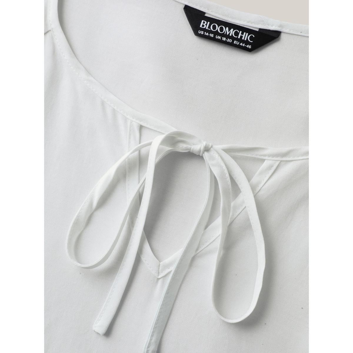 Plus Size Malachitegreen Tie-Dye Rayon Neck Tie Blouse Women Resort Elbow-length sleeve V-neck Vacation Blouses BloomChic 18-20/2X Product Image