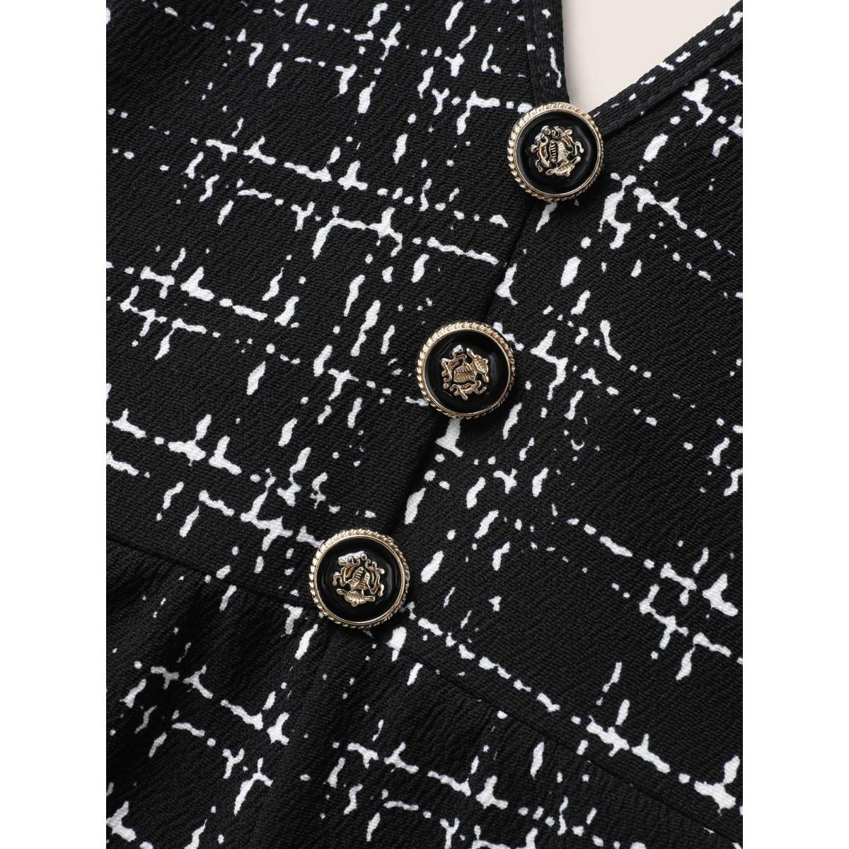 Plus Size Black Plaid Tweed Crisscross Back Button Detail Jumpsuit Women Work From Home Sleeveless Non Work Loose Jumpsuits BloomChic 30/6X Product Image