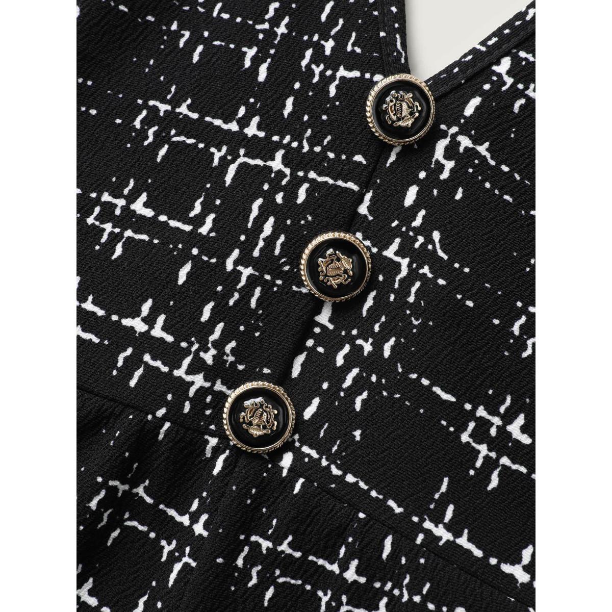 Plus Size Black Plaid Tweed Crisscross Back Button Detail Jumpsuit Women Work From Home Sleeveless Non Work Loose Jumpsuits BloomChic 30/6X Product Image