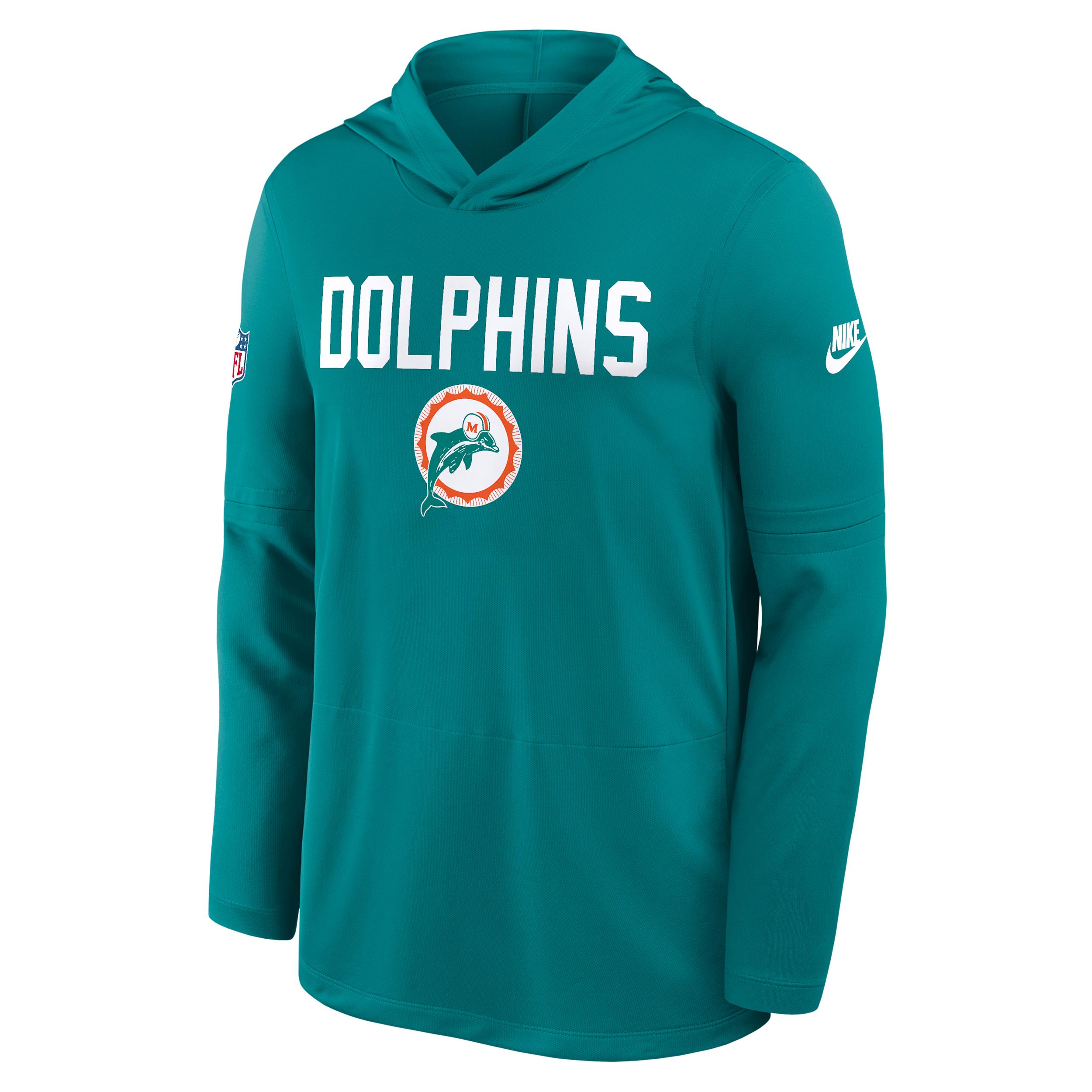 Miami Dolphins Pass Accuracy Nike Mens Dri-FIT NFL Long-Sleeve Hooded Top | 03B94DZQ9P-D60 Product Image