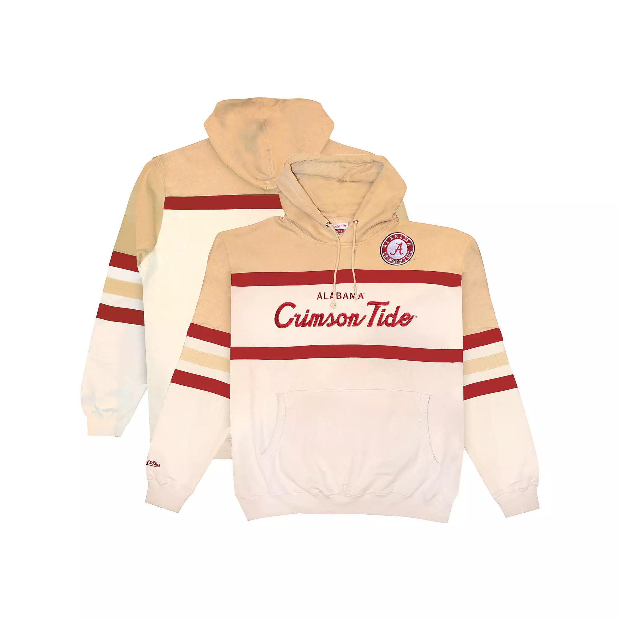 Men's Mitchell & Ness Cream Alabama Crimson Tide Big & Tall Head Coach Pullover Hoodie,  Product Image