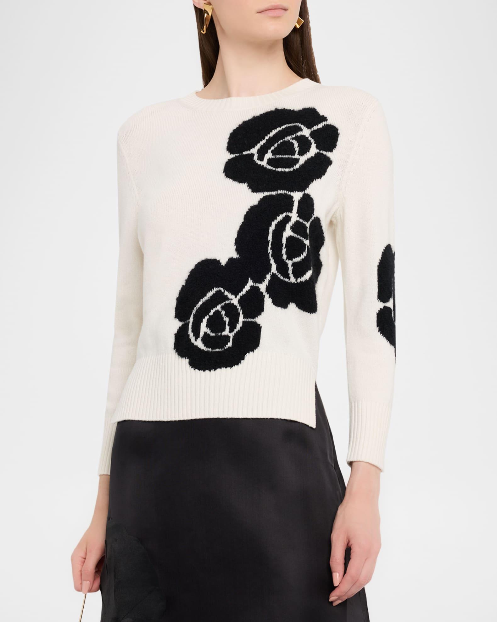 3D Anemone Cashmere-Silk Crewneck Sweater Product Image