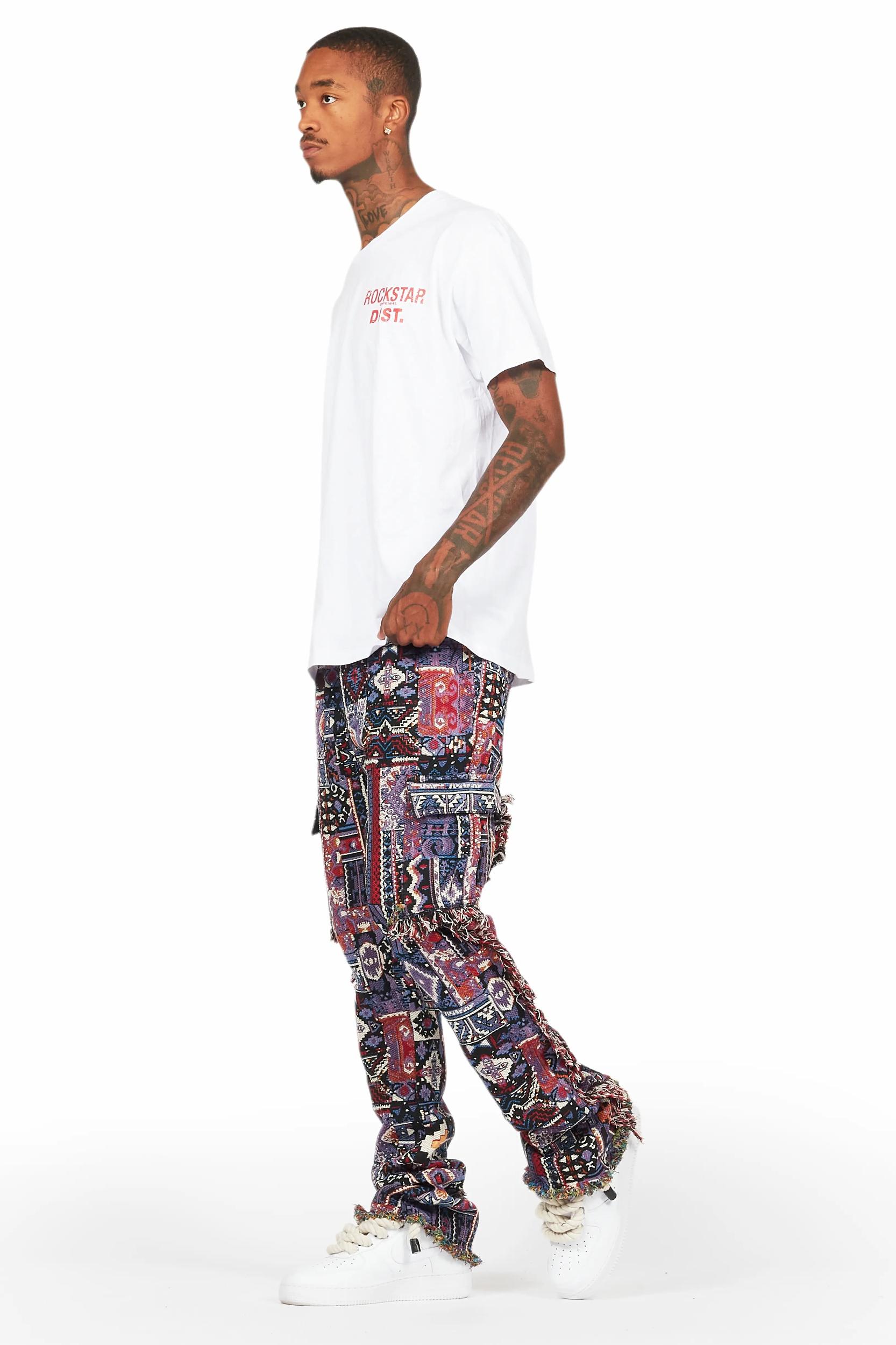 Ayami Purple Slim Tapestry Flare Jean Male Product Image