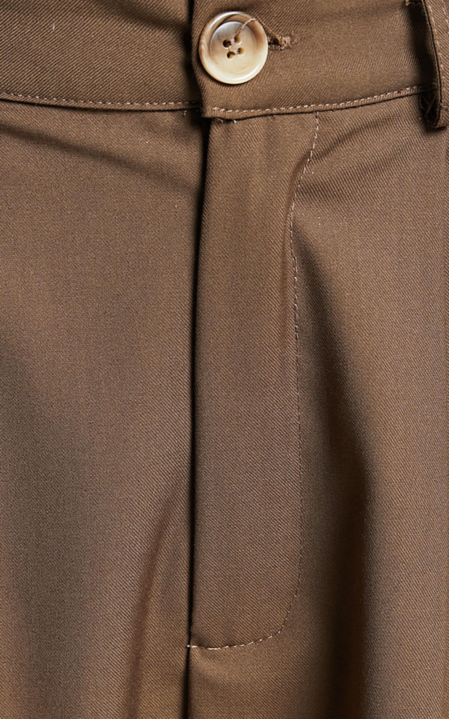 Izara Trousers - Mid Rise Relaxed Straight Leg Tailored Trousers in Oak Product Image