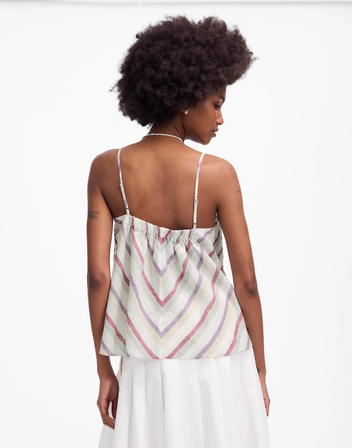 Linen V-Neck Tank in Stripe Product Image