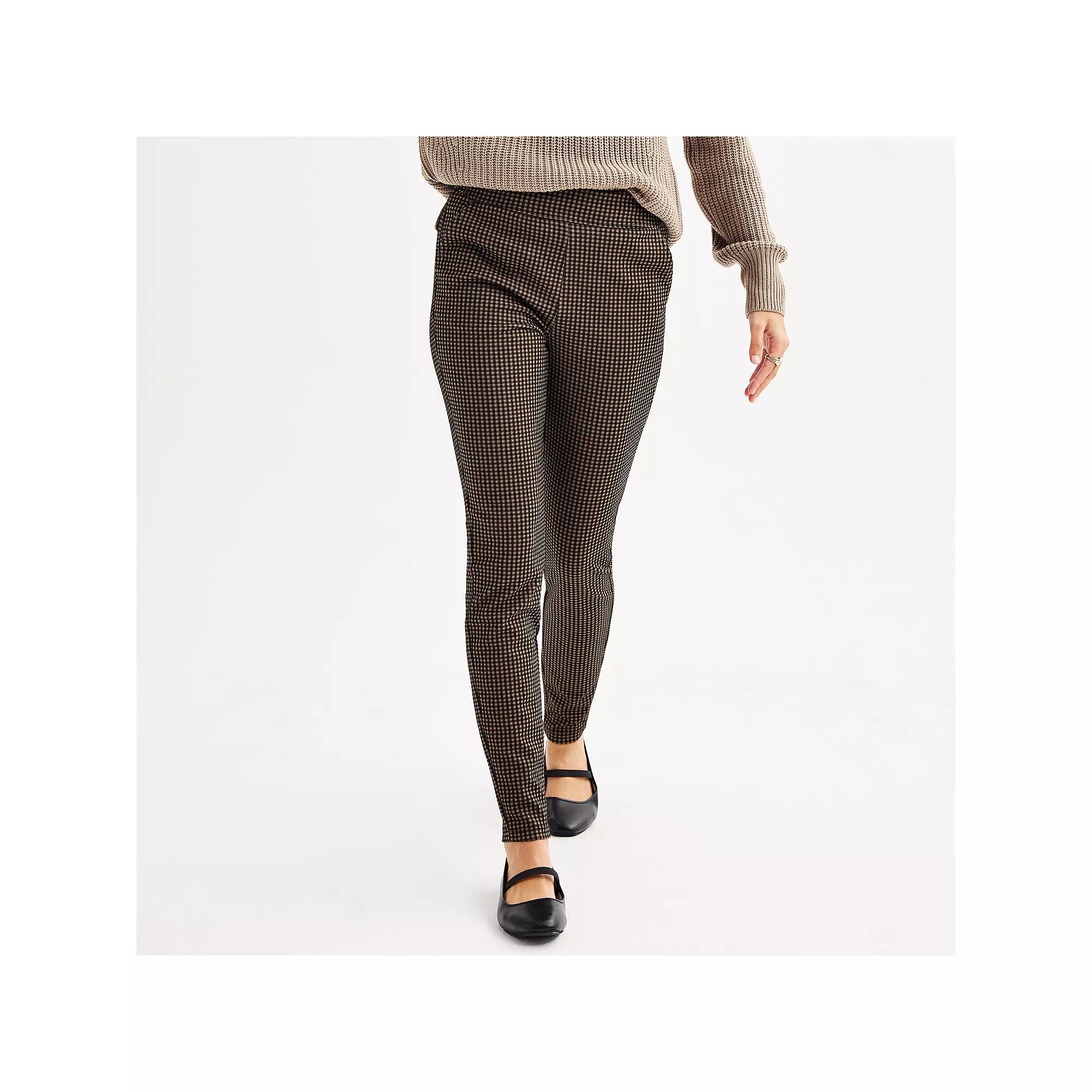 Juniors' SO® High-Rise Ponte Leggings, Girl's, Size: XL, Black Brown Plaid Product Image