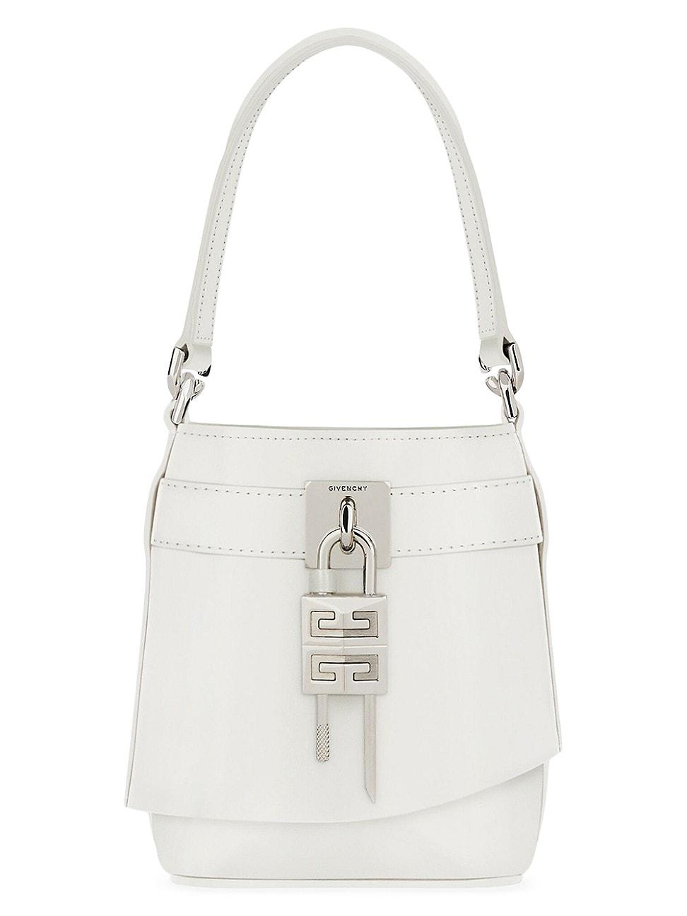 Womens Micro Shark Lock Bucket Bag in Box Leather Product Image