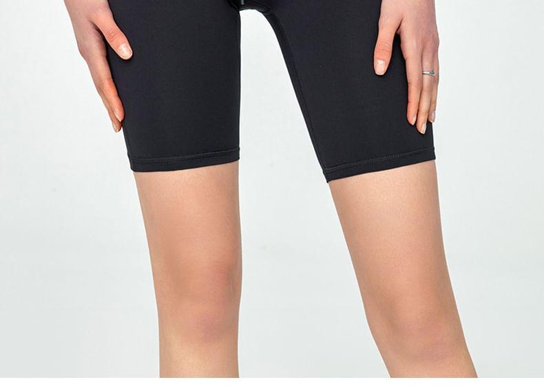 Drawstring Waist Plain Yoga Shorts Product Image